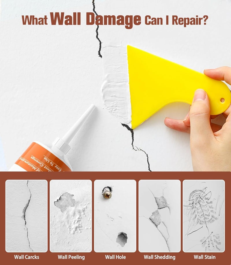 NINGOO Spackle Wall Repair Kit,Drywall Repair Patch Kit,Simple Small Wall Hole Filler＆Efficient Crack Repair,3 Pack Wall Putty Paste,Plaster Ceiling Repair,Apartment Friendly - Image 3